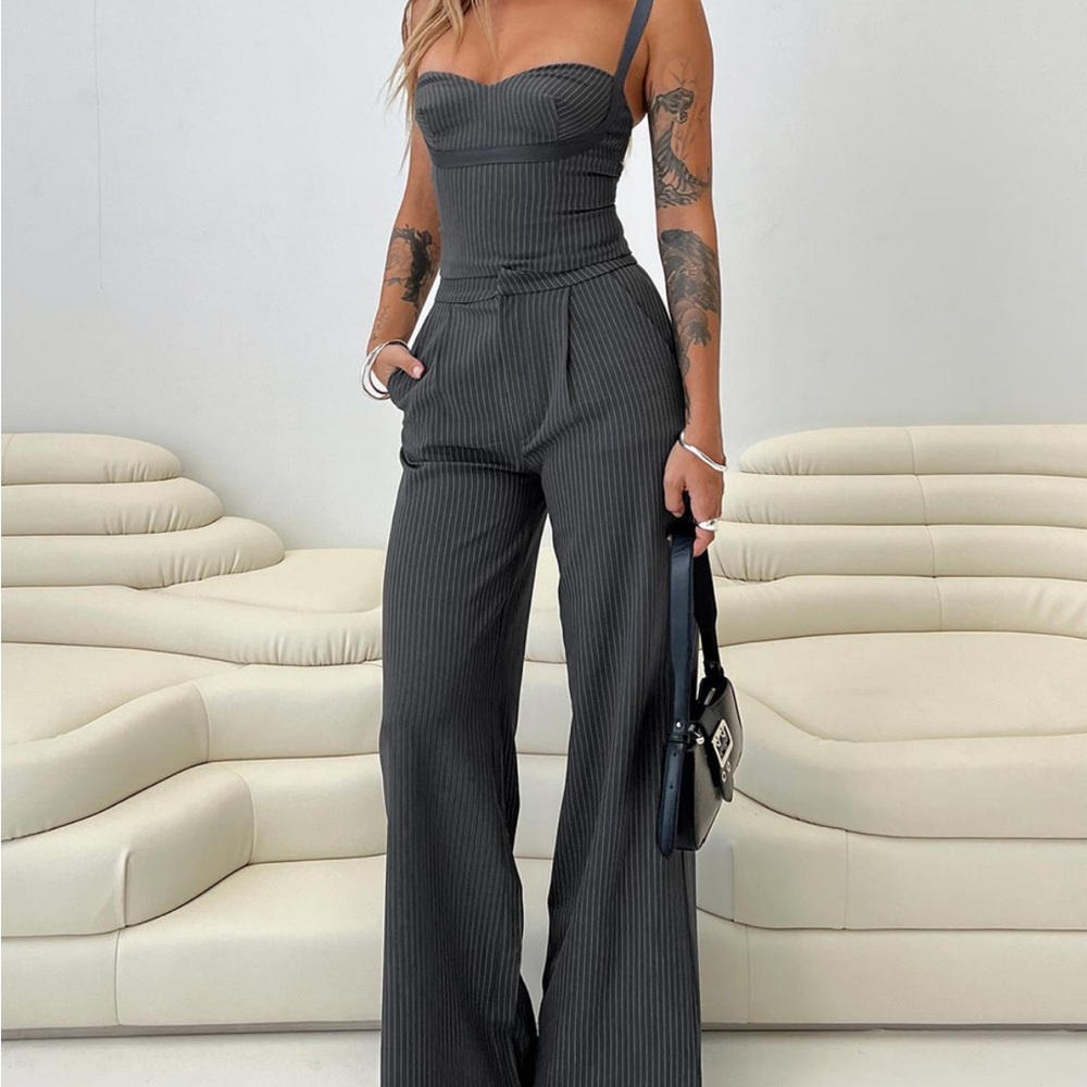 Elegant Charcoal Top & Pants